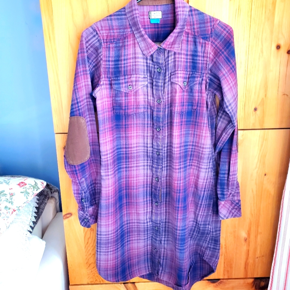 Kavu Purple Flannel Plaid Shirtdress size Small